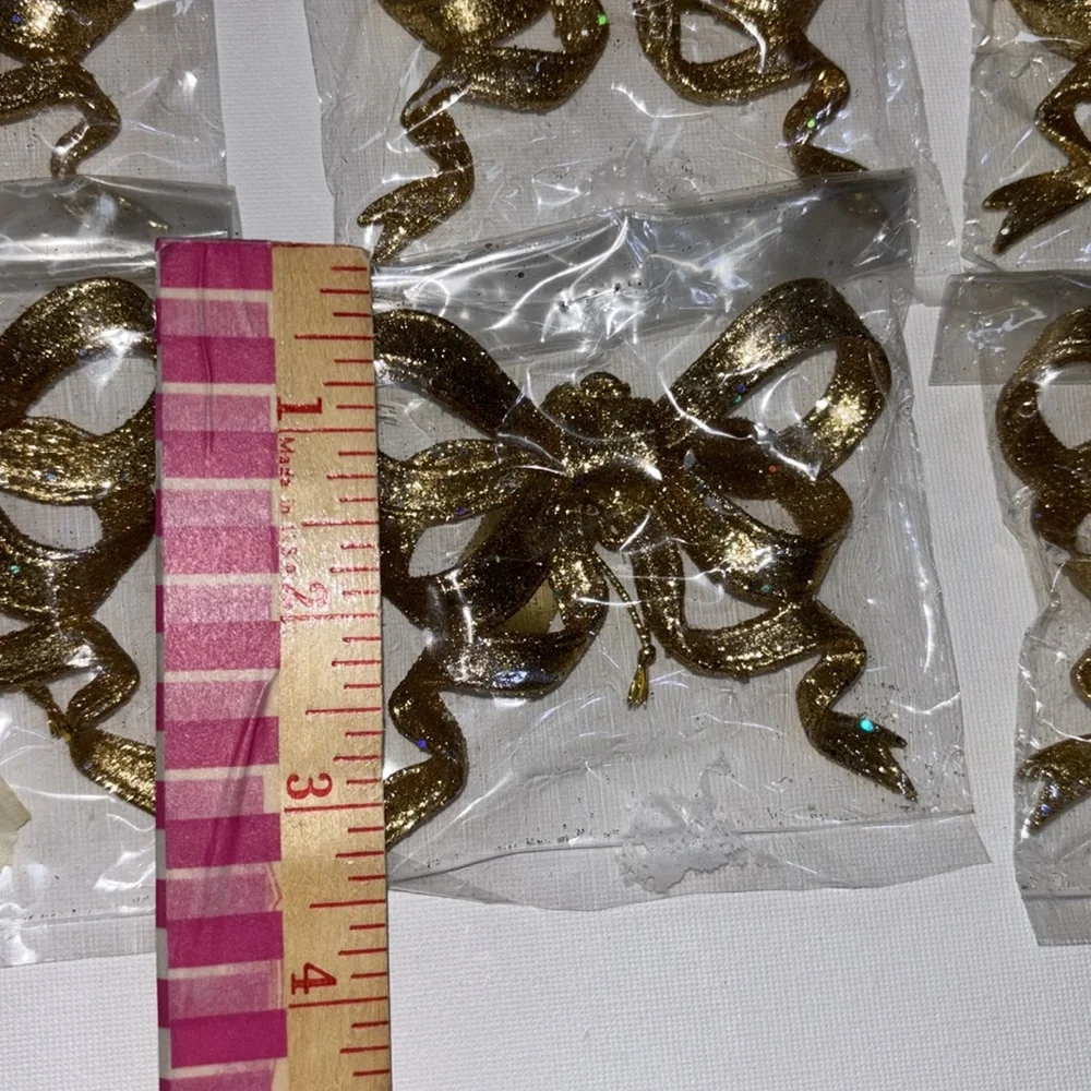Gold Ribbon Ornament Roman Inc Gold Ornament 9 NEW GOLD GLITTER BOW ORNAMENTS